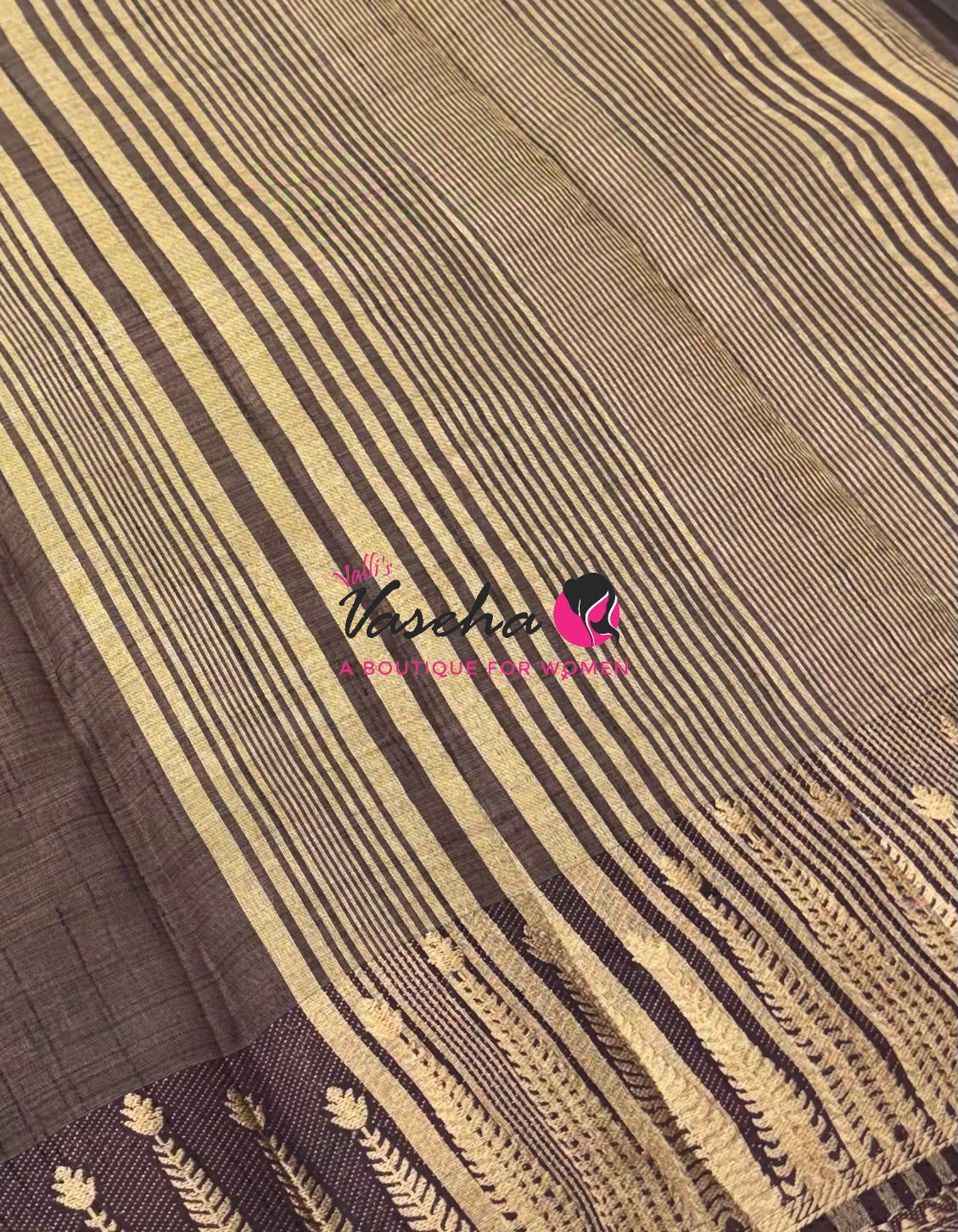 Semi Tussar Silk Saree | Brown Shade |VVSTS050