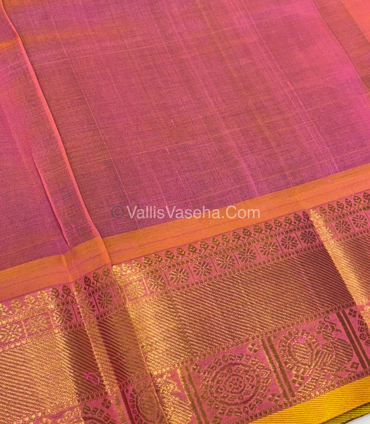 Pure Silk Cotton Saree - Mayil & Chakkaram Design - Purple With Peach Shade - VVMC001
