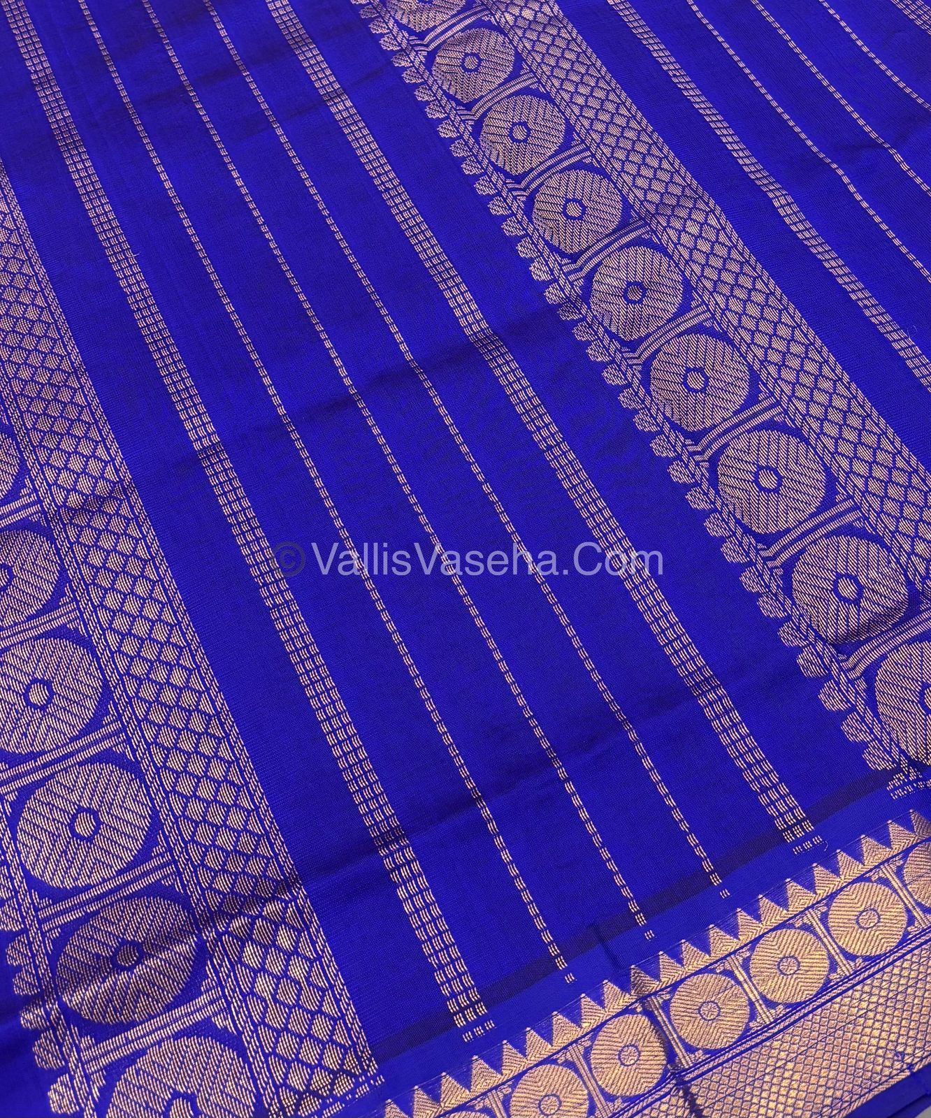 Semi Silk Cotton Saree - Green With Blue Shade - VVSSC005