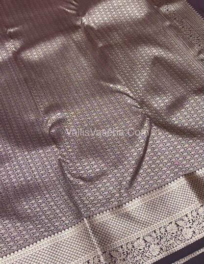 Semi Bridal Kanchipuram Silk - Pink With Brown Shade  - VVSBK001