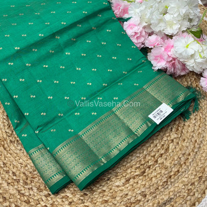 Semi Tussar Silk - Grand Pallu  - Green Shade - VVSTS020