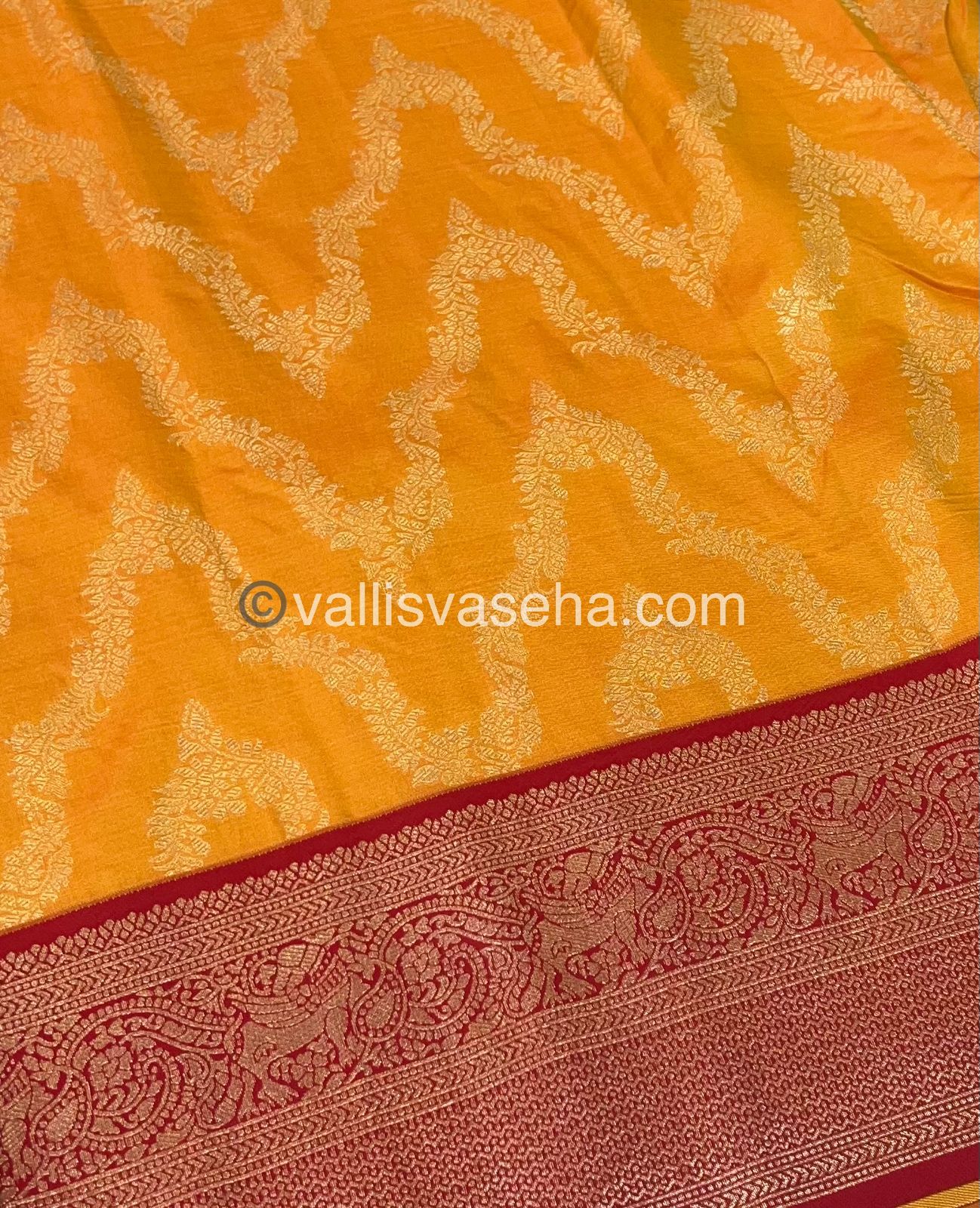 Semi Kanchi Silk - Mango Yellow & Red Shade  - VVSKS004