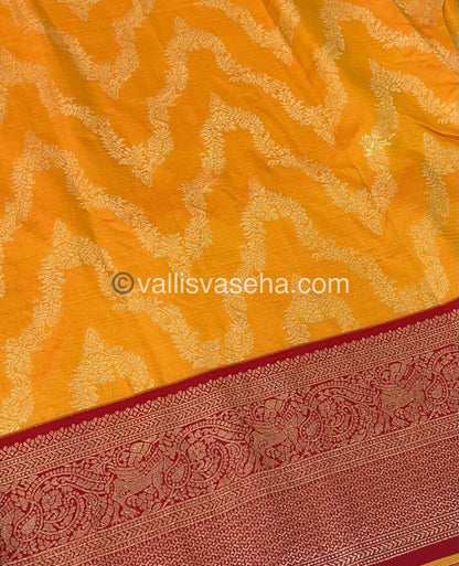 Semi Kanchi Silk - Mango Yellow & Red Shade  - VVSKS004