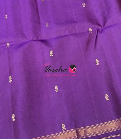 Pure Soft Silk Saree  - Treble Zari Weaving Butta - Purple Shade - VVPSS125