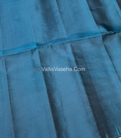 Pure Soft Silk Saree - Greyish Blue & Ramar Blue - VVPSS061