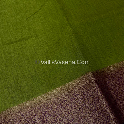 Bamboo Silk Saree -  Green with Purple Shade - VVBSS010