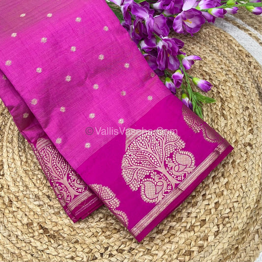 Semi Tussar Silk Saree - Pink  shade - VVSTS036