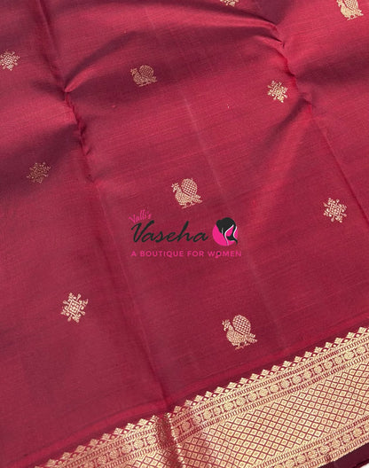 Pure Kanchipuram Silk Saree - Maroon Shade  - VVPS022