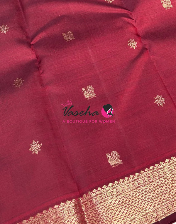 Pure Kanchipuram Silk Saree - Maroon Shade  - VVPS022