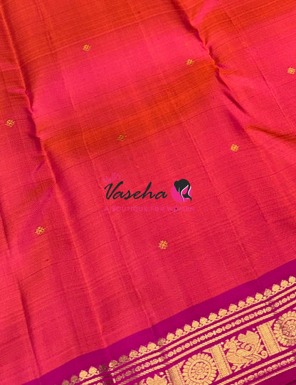 Pure Kanchipuram Silk Saree - Pink with Pink - VVPS031