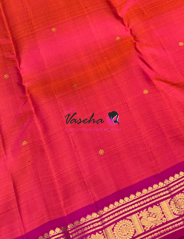Pure Kanchipuram Silk Saree - Pink with Pink - VVPS031