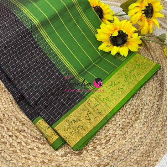Pure Silk Cotton Saree - Zari Checks - VVCSC001