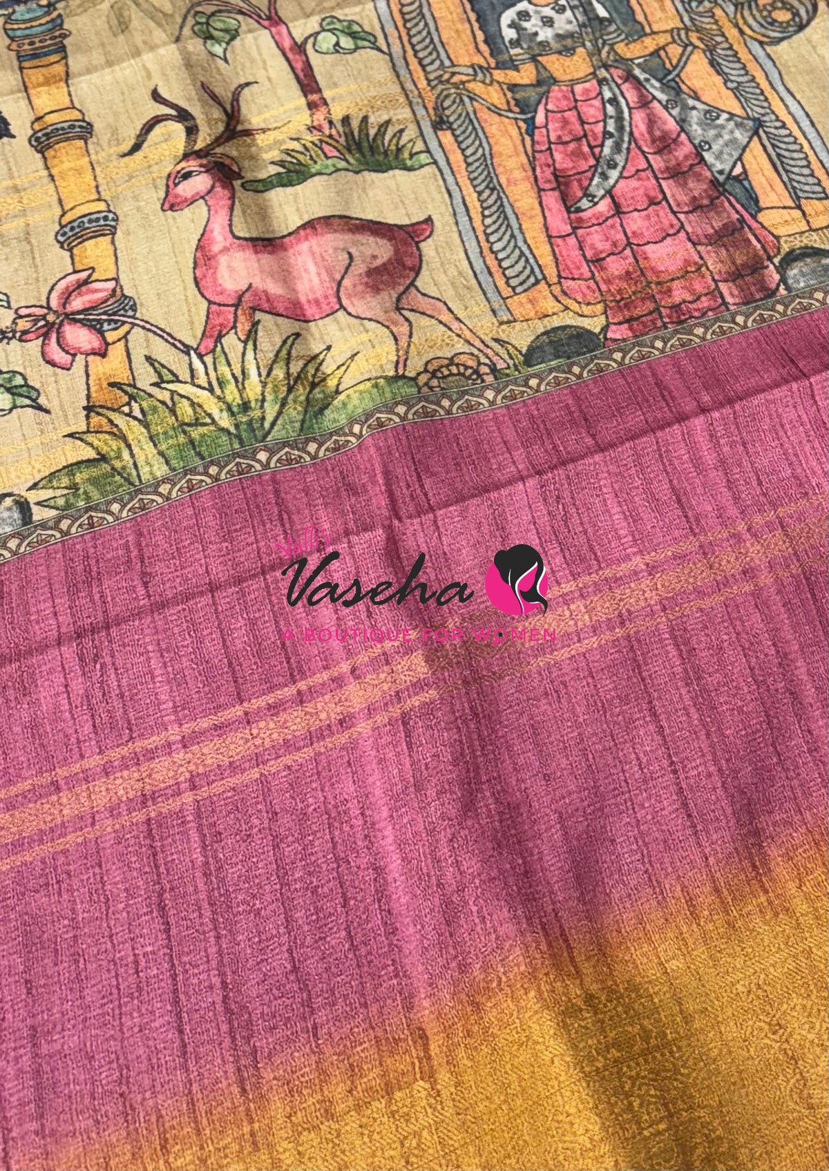 Semi Art Silk Saree - Pink & Mustard Yellow Shade - VVSAT001