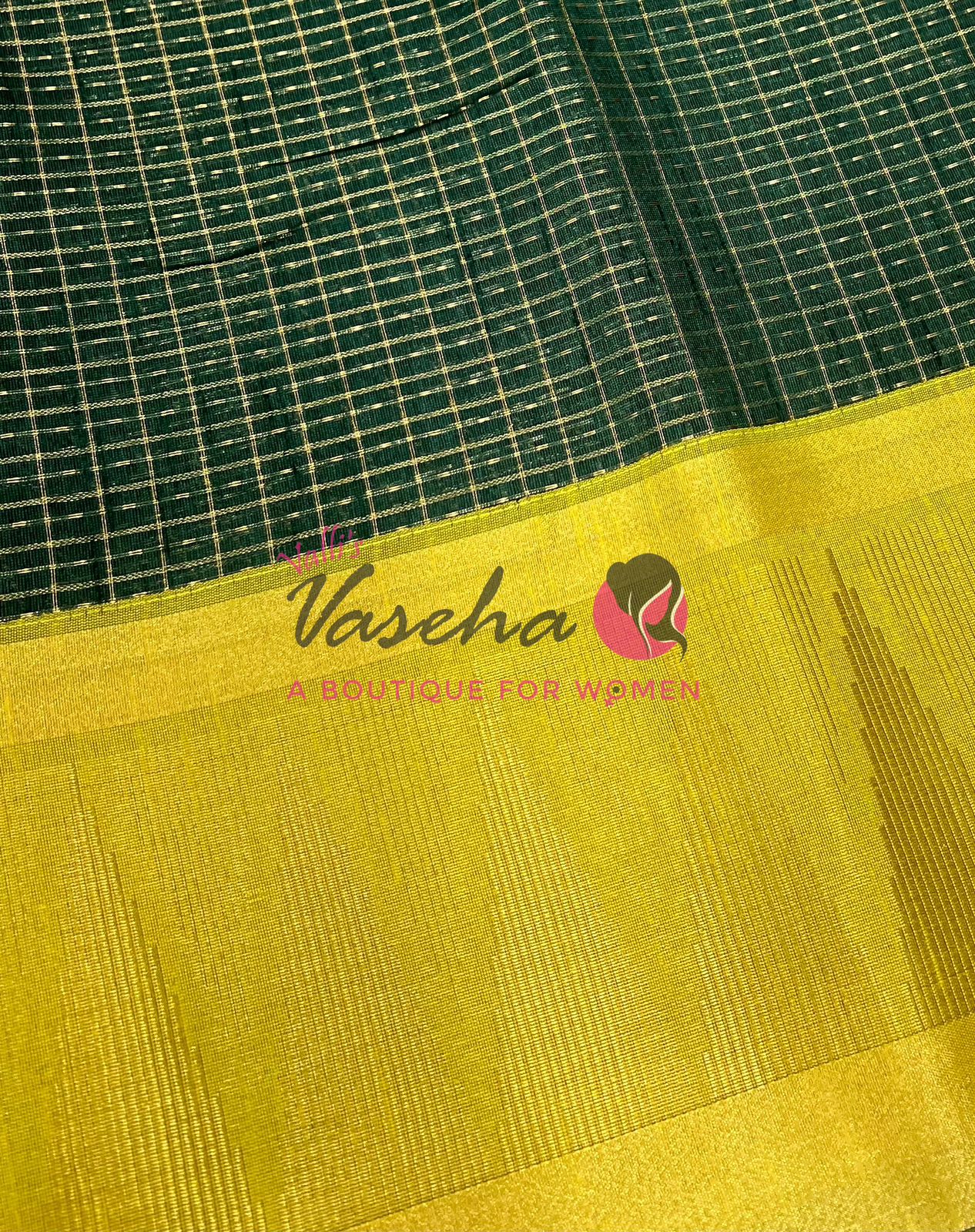 Semi Raw Silk - Lakshadeepam Design - Green With Lemon Green Shade - VVRS008