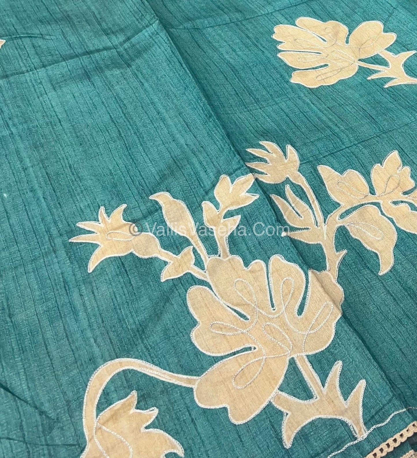 Semi Raw Silk with embroidery work - VVSRS001