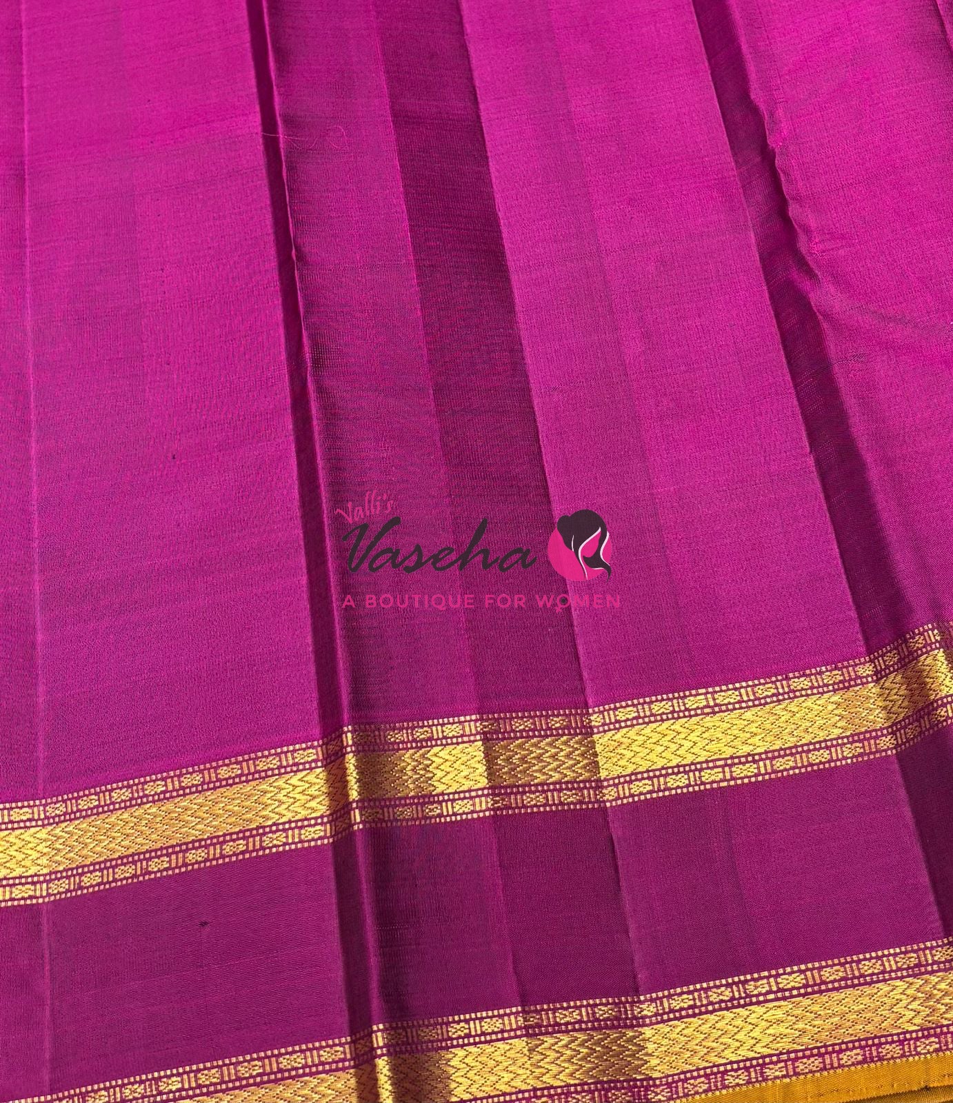 Pure Kanchipuram Silk Saree - Vairavoosi Design  - Green & Purplish Pink Combo - VVPS014