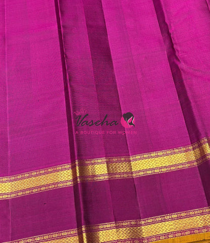 Pure Kanchipuram Silk Saree - Vairavoosi Design  - Green & Purplish Pink Combo - VVPS014