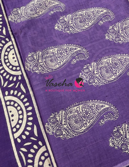 Pure Soft Mul Mul Cotton Sarees - Hand Block Prints - VVMMC011