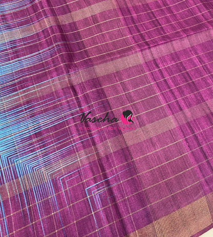 Semi Art Tussar Silk  / Art Silk - Blue& Purple - VVATS007