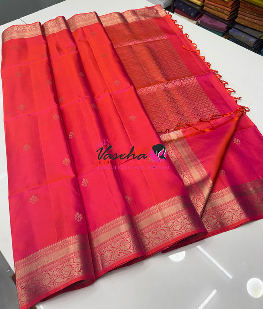 Pure Soft Silk Saree  - Orangish Peach Shade - VVPSS135