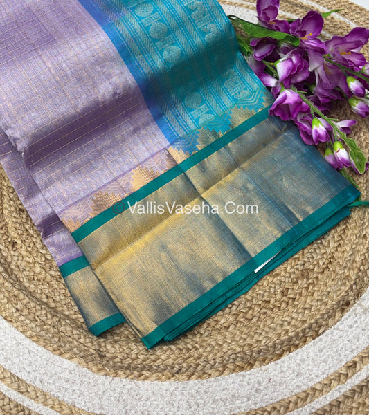 Pure Korvai Silk Cotton - Lakshadeepam Design - Short and Long border - VVKLD003