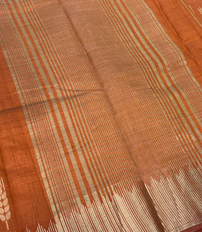 Semi Tussar Silk Saree | Rust Orange Shade |VVSTS051