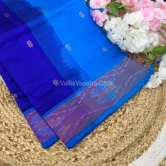 Semi Silk Cotton Saree -  Blue & Blue - VVSSC001