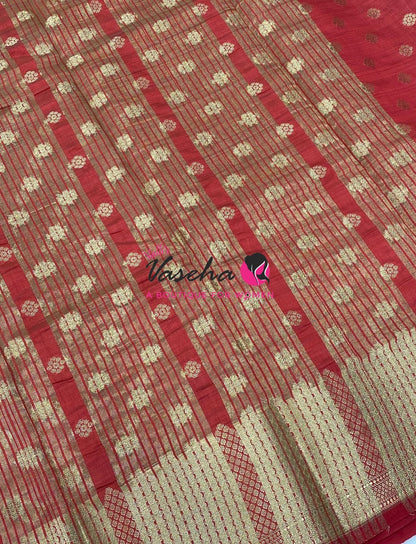 Semi Tussar Silk Saree | Red Shade |VVSTS057