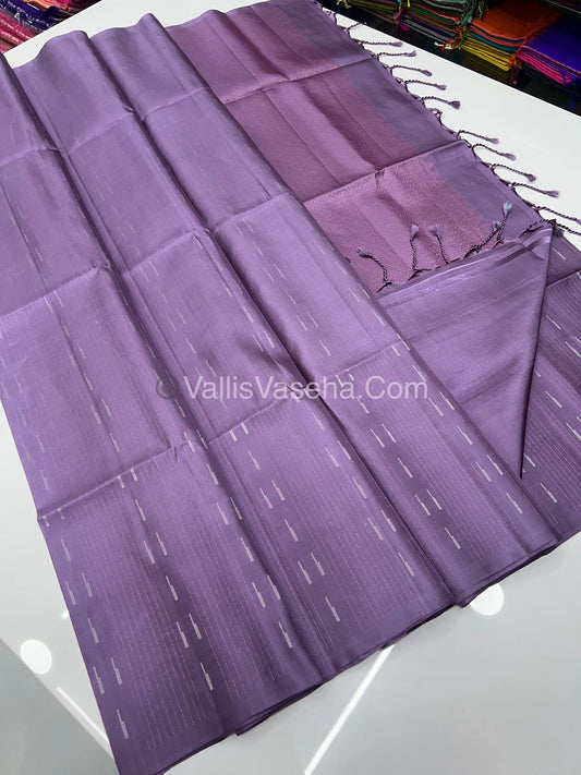 Pure Soft Silk Saree - Antique Zari - Border Less - Lavender - VVPSS037
