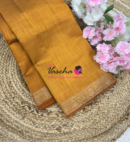 Semi Tussar Silk - Mustard Yellow Shade - VVSTS069