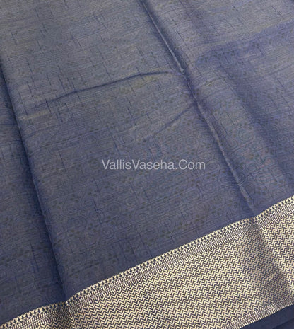 Semi Tussar Silk Saree - Ikkat / Pochampally Design - Navy Blue Shade - VVSTS034