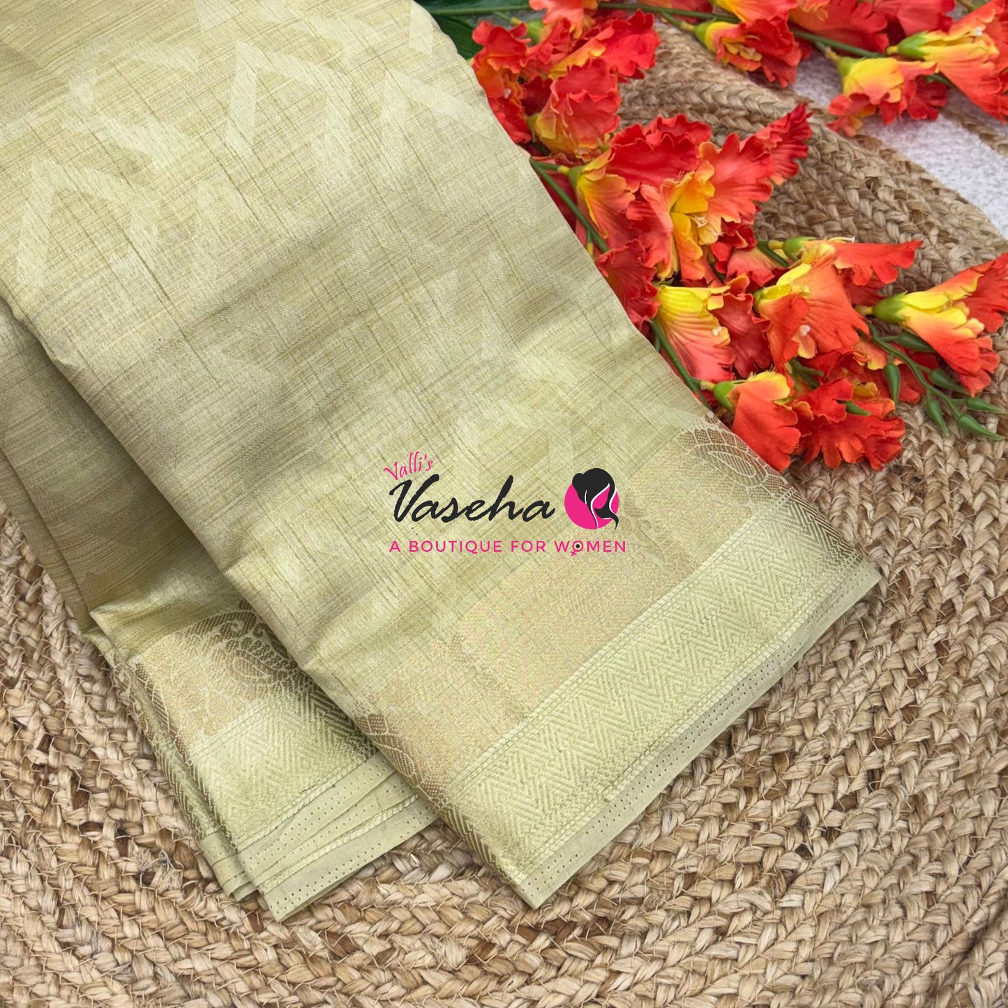 Semi Tussar Silk Saree | Creamish Gold Shade |VVSTS059