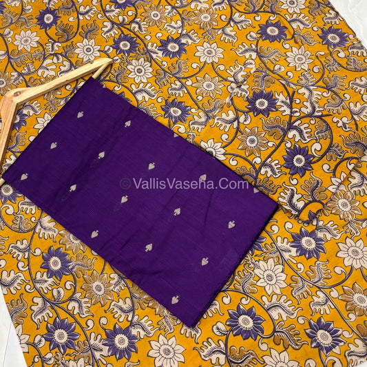 Unstitched Salwar Material -Raw Silk - Violent Shade  - VVUSM012