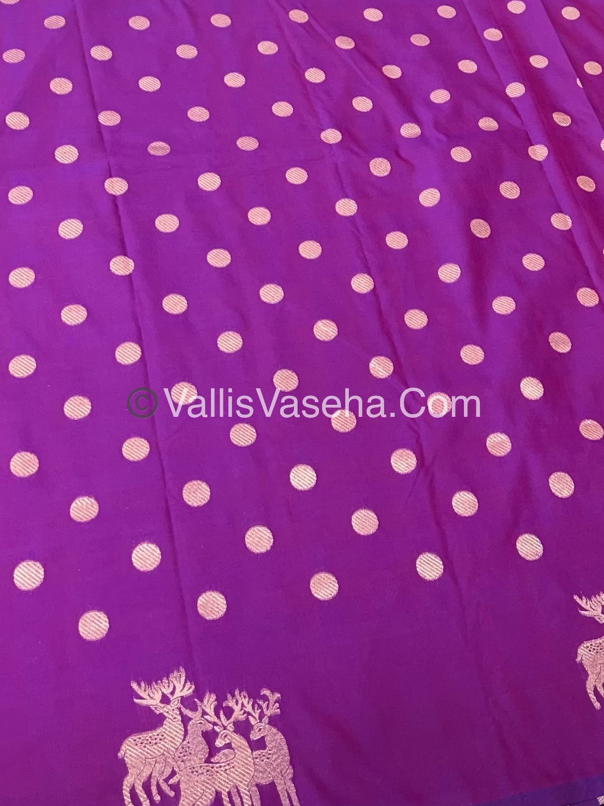 Semi Soft Silk - Deer Butta Border - Purplish Pink Shade -VVSSS017