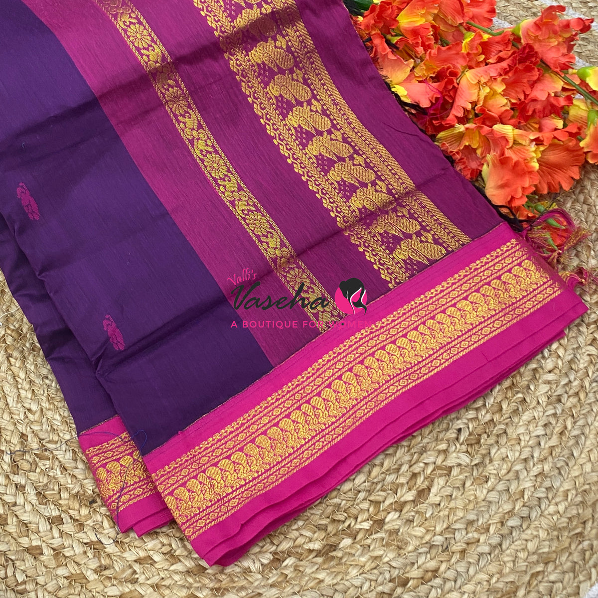 Kalyani Cotton Saree - Purple With Pink Shade - VVKC002