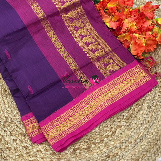 Kalyani Cotton Saree - Purple With Pink Shade - VVKC002