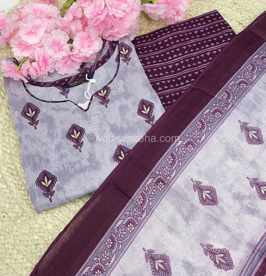 Ready Made - Semi Patiyala 3(pc) Set - Printed Cotton - VVRSP001