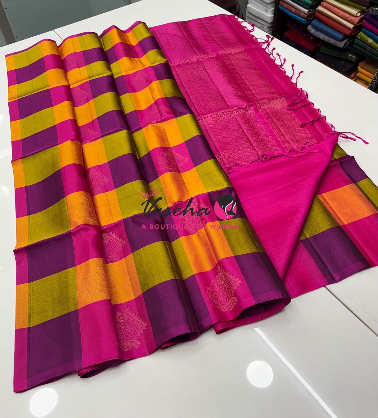 Half Mix - Pure Soft Silk Saree - Pazhum Pazhamum Checks - VVPSS103