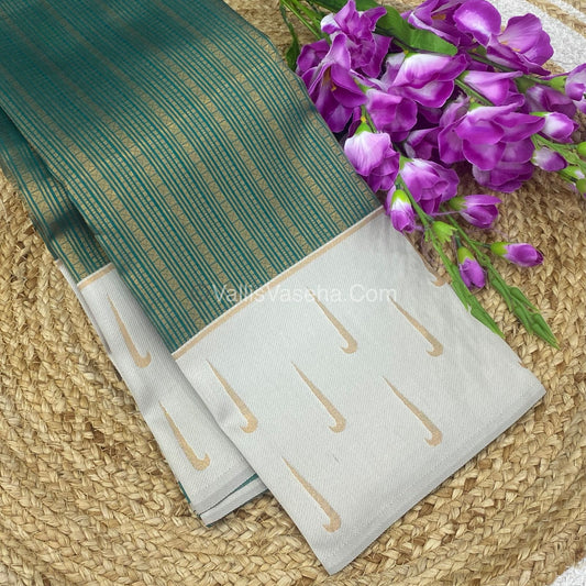 Kanchi Semi Silk - Ramar Blue with Cream VVKSS001
