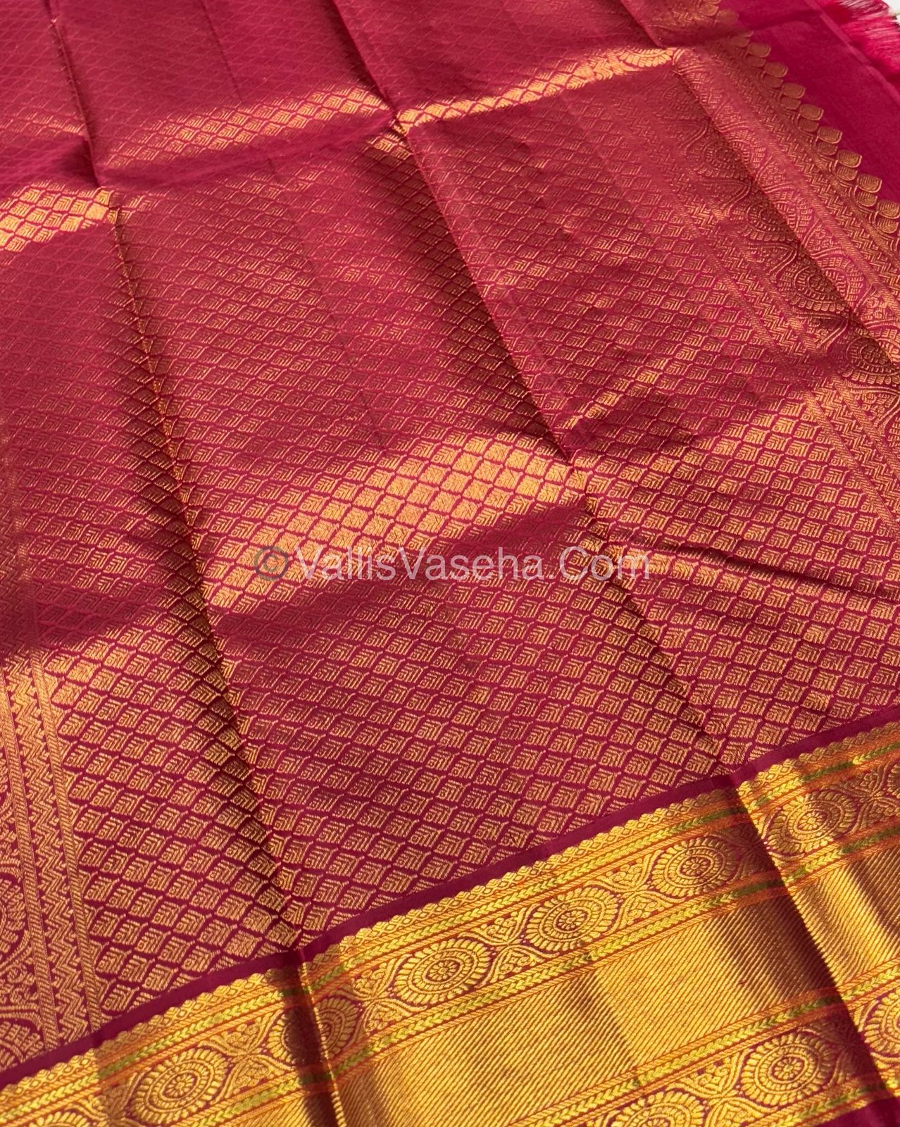 Pure Kanchipuram Silk Saree - Mango Yellow with Maroon Combo - VVPS021