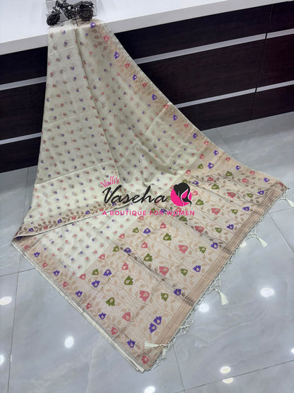 Banarasi - Heritage Meenakari Silk  - White Shade - VVBHS012