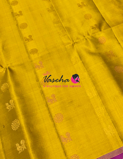 Pure Soft Silk Saree  - Yellow & Purple Combo  - VVPSS055