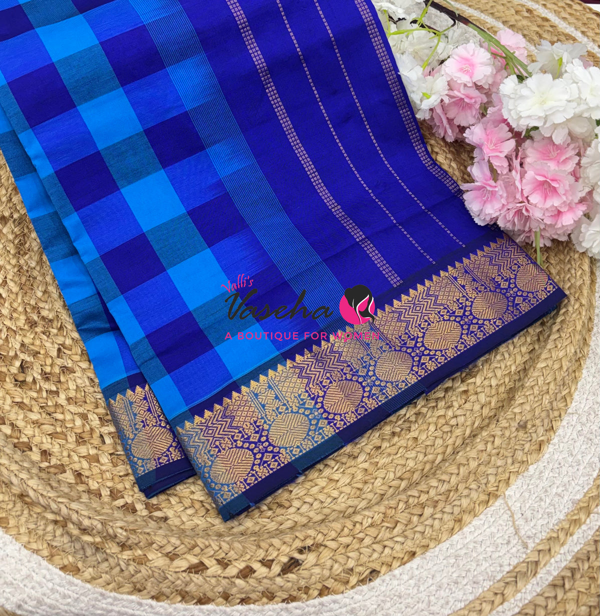 Semi Silk Cotton Saree |  Pazhum Pazhamum Checks Design |VVSSC018