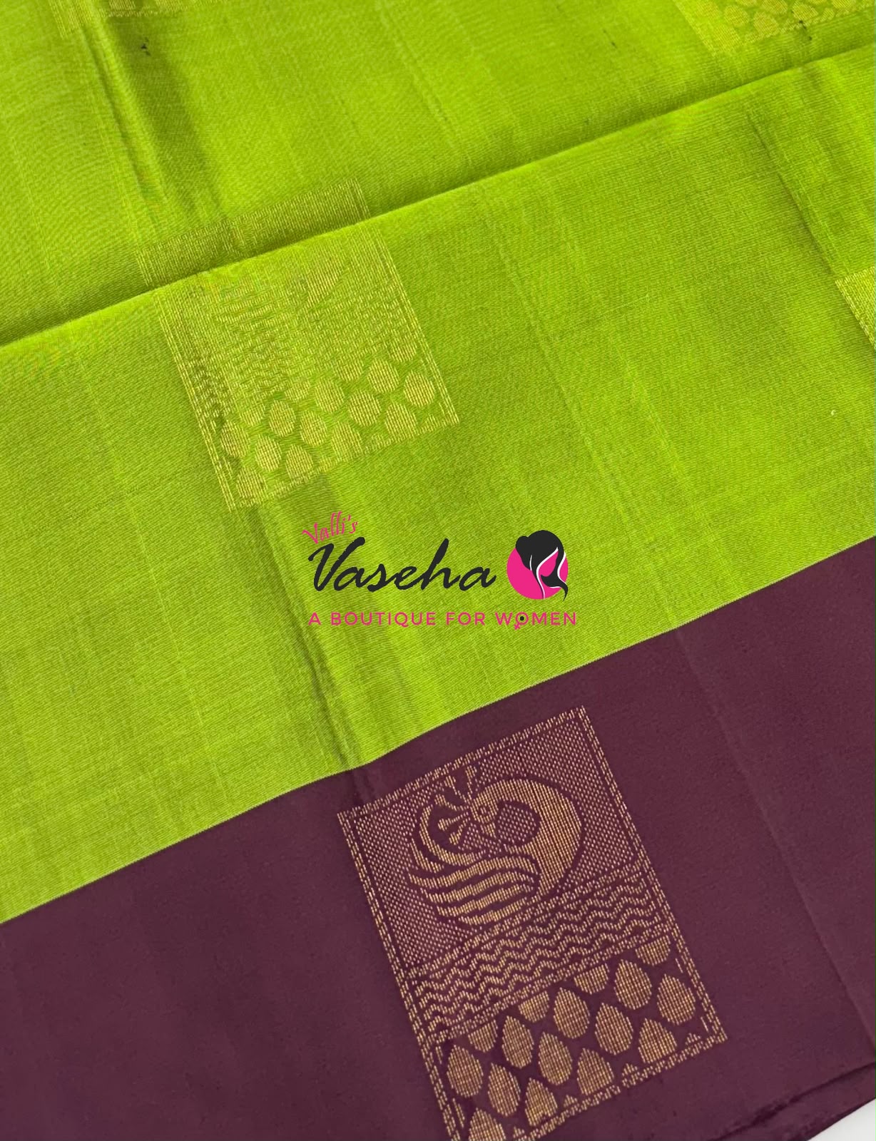 Pure Soft Silk Saree - Green & Brown - VVPSS091