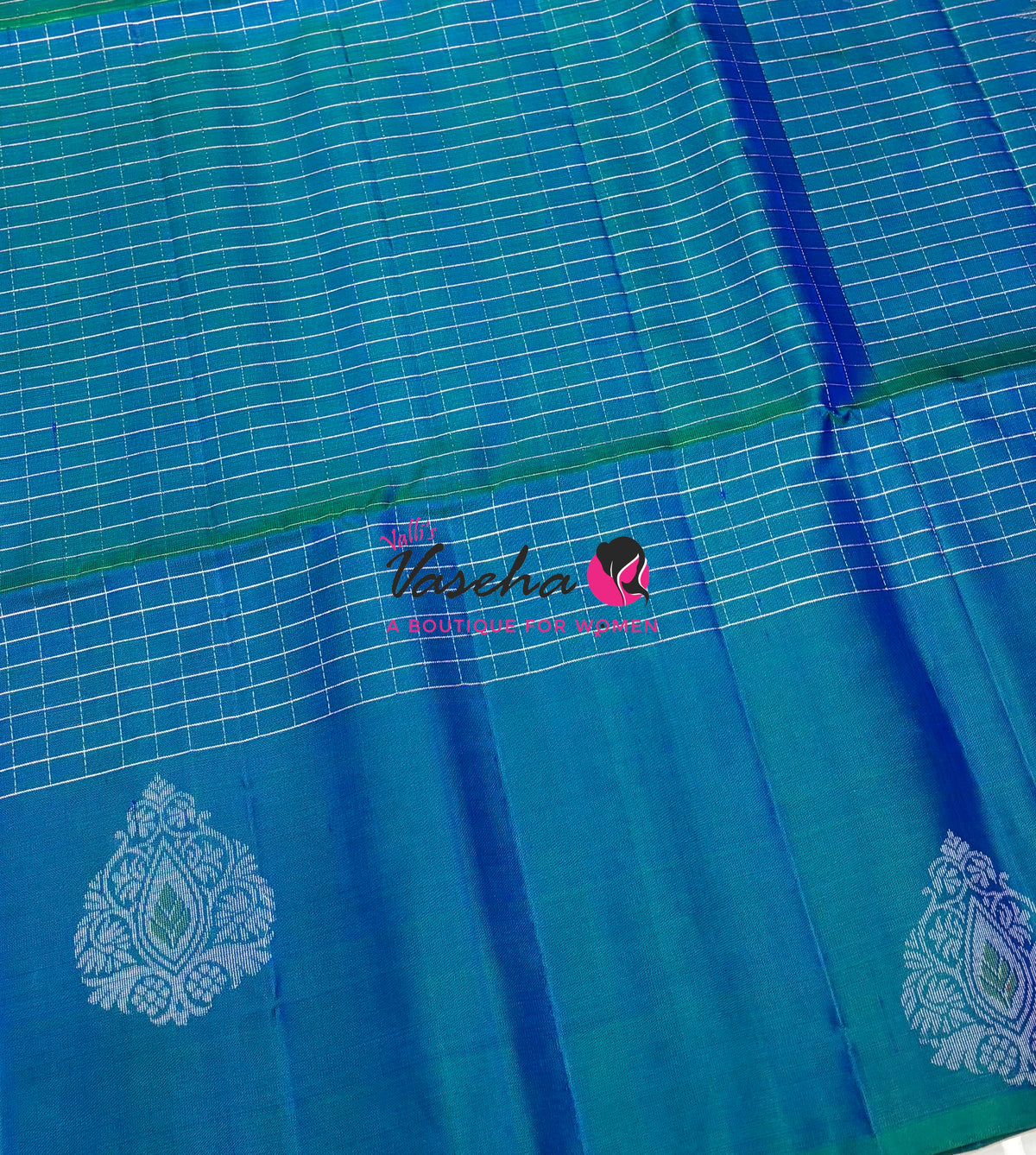 Pure Soft Silk Saree  - Peacock Blue Shade - VVPSS115