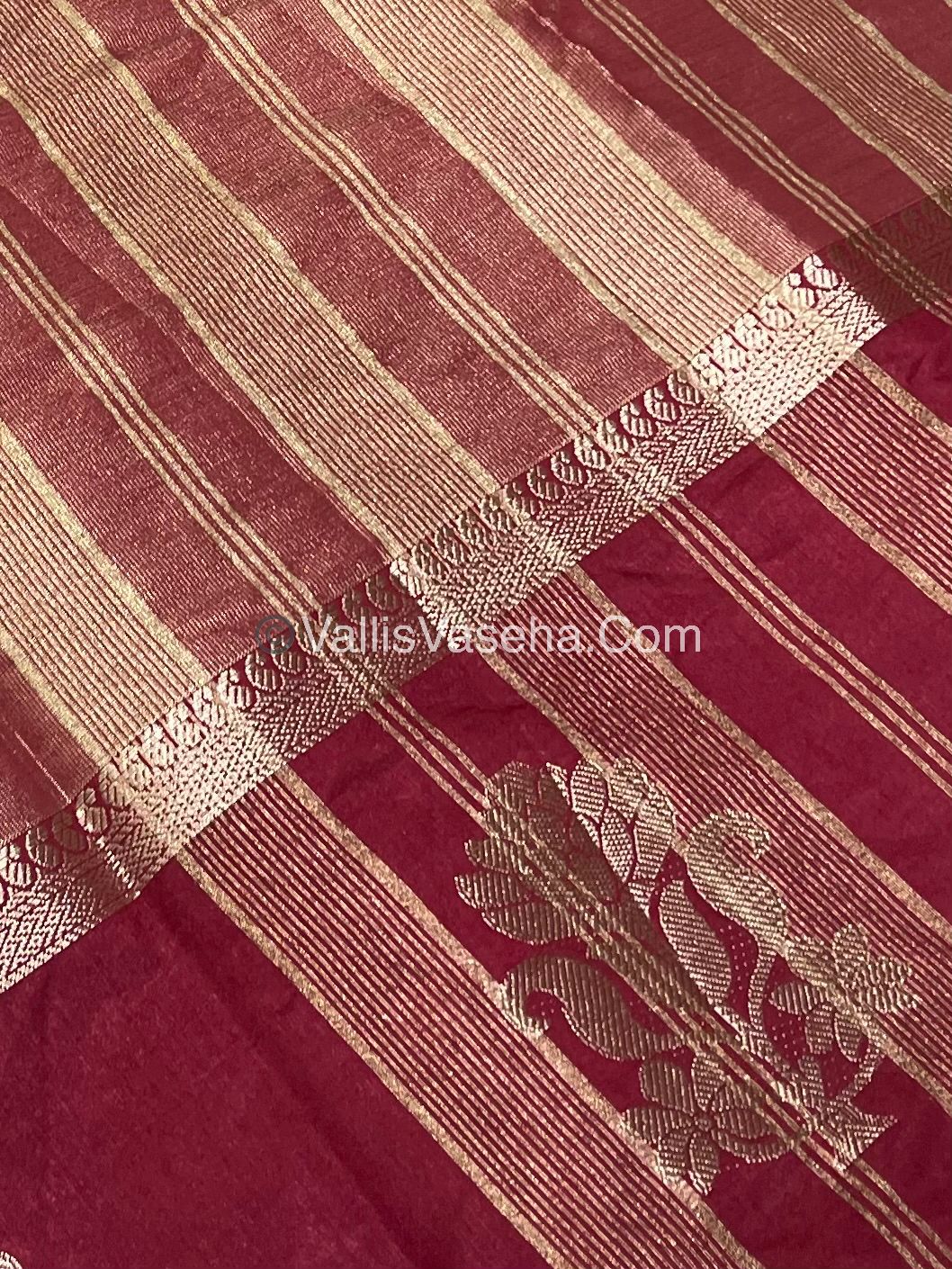 Semi Tissue Tussar Silk - Maroon Shade - VVSTS043