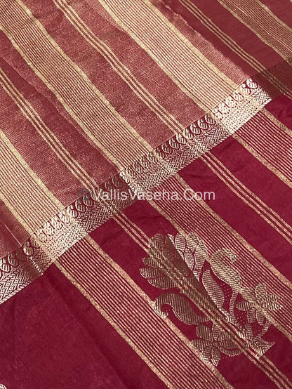 Semi Tissue Tussar Silk - Maroon Shade - VVSTS043
