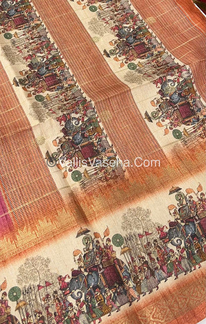 Semi Chanderi Saree - checks pattern - VVSCS004