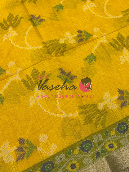 Semi Raw Silk - Yellow With Green Shade - VVRS009