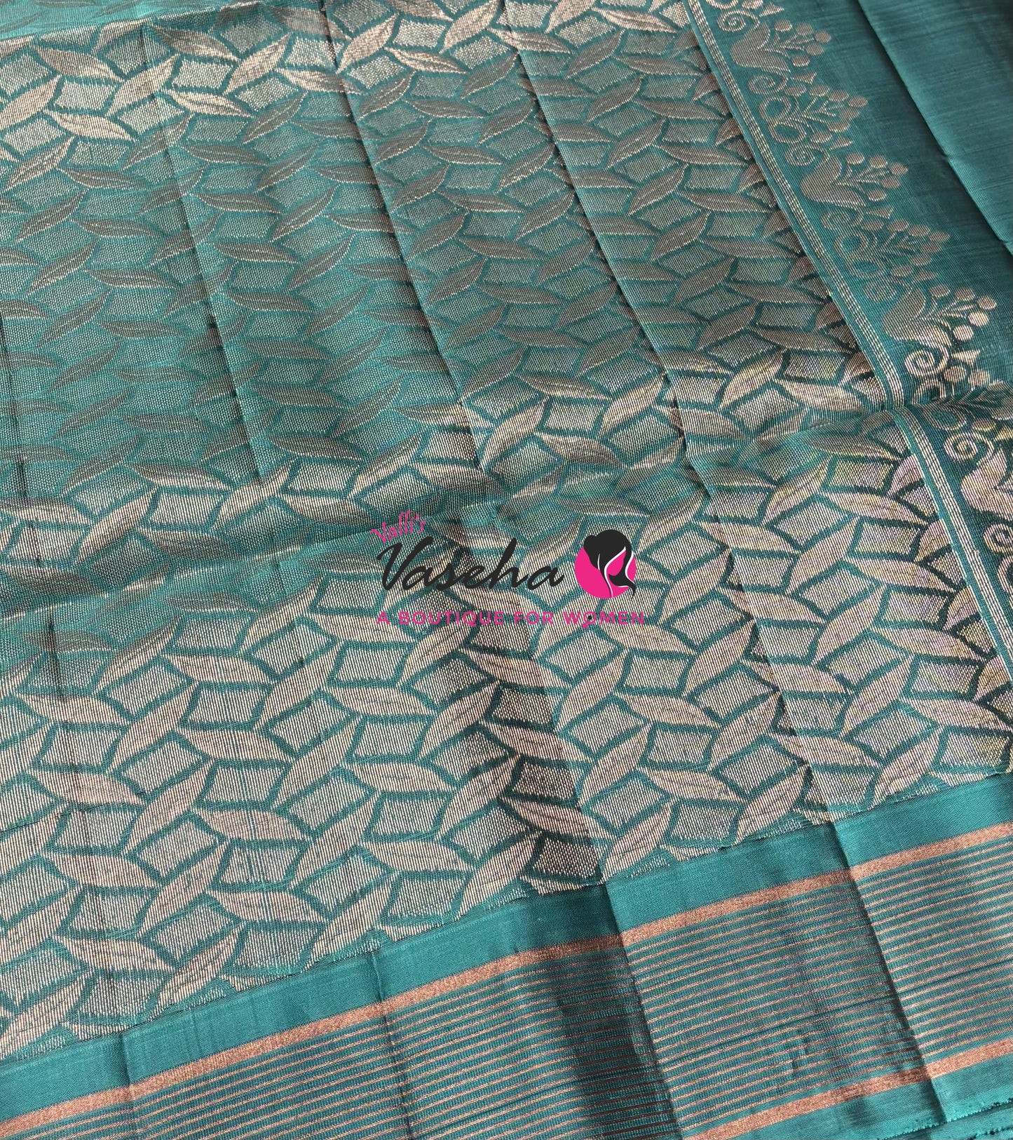Half Mixed  Soft Silk Saree - (1.75 warp)Brown & Blue - VVPSS090